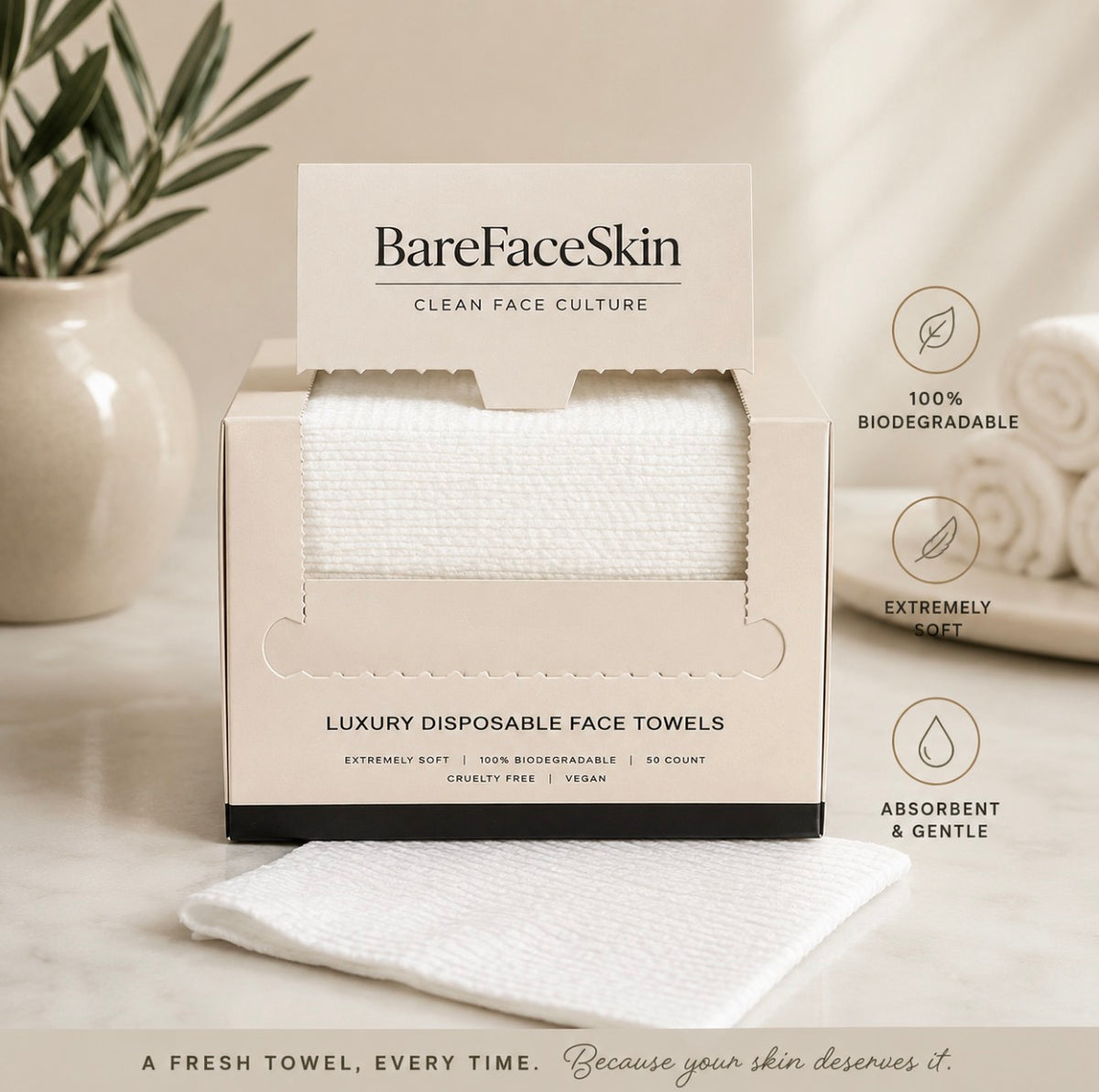 Barefaceskin Biodegradable Face Towels